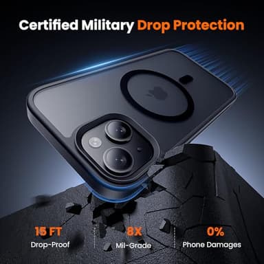 toushion 3 in 1 for iPhone 15 Case with MagSafe, Screen Protector*1 Camera Lens Protector*1,Matte Skin Feeling Back Cover Military-Grade Protection for iPhone 15 Phone Case 6.1 inch Matte Black - Image 4