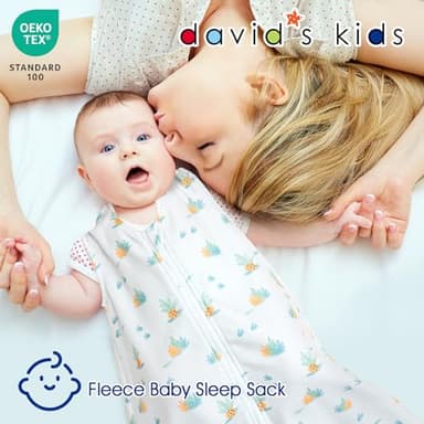david's kids Micro Fleece Baby Sleep Sack 0-6 Months, Soft Warm Baby Wearable Blankets with 2-Way Zipper, 2 Pack Comfy Sleeping Bags for Infant Newborn Boys Girls Neutral, Small Size, Dinosaur - Image 4