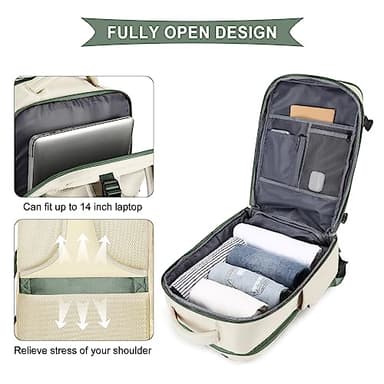 coowoz Large Travel Backpack For Women Men,Carry On Backpack,Hiking Backpacks Waterproof Outdoor Sports Rucksack Casual Daypack travel essentials（White Green） - Image 7