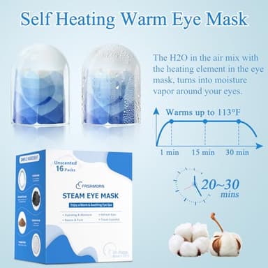 FRSHMORN 16 Packs Steam Eye Mask, Heated Eye Mask for Sleeping, Warm Compress for Eyes, Self Heating Disposal Eye Mask Comfortable Sleep Mask for Home, Office, Spa, Travel Essentials - Image 3