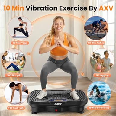 AXV Vibration Plate Fitness Platform Exercise Machine Vibrating Lymphatic Drainage Shaking Full Body Shaker Workout Vibrate Stand Shake Board Sport Gym for Weight Loss Fat Burner for Women Men - Image 2