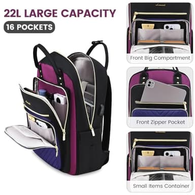 LOVEVOOK Laptop Backpack for Women 15.6 inch Large Capacity Travel Backpack for Work Business - Image 3