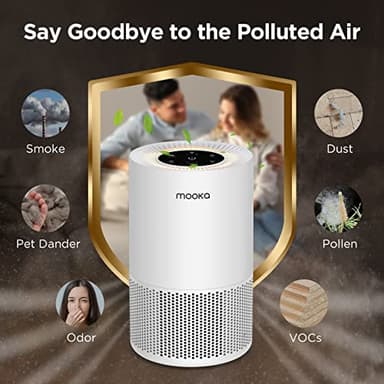 Air Purifiers for Home Large Rooms up to 1200ft², MOOKA H13 True HEPA Air Purifier for Bedroom Pets with Fragrance Sponge, Timer, Air Filter Cleaner for Smoke, Odor, Dander, Pollen (White) - Image 2