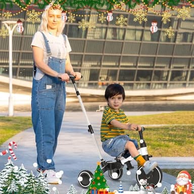 XJD Toddler Bike, 6 in 1 Folding Toddler Tricycle for 1-4 Year Old with Parental Control Handle, Balance Bike with Removable Pedal, Backrest, Adjustable Seat and Handle, First Birthday Gifts (White) - Image 9