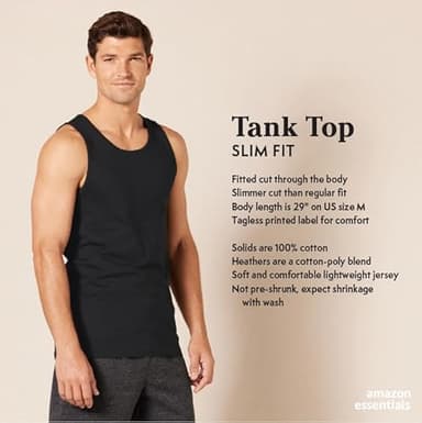 Amazon Essentials Slim-Fit Men's Tank, Grey, Large - Casual Wear - Image 2