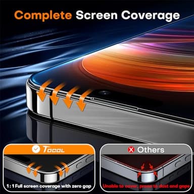 TOCOL for iPhone 16 Plus 15 Plus Privacy Screen Protector True 25°Anti Spy 9H+ Hardness Tempered Glass Full Coverage Screen Protector Easy Installation 2 Pack - Image 5