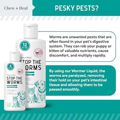 Dog and Cat Dewormer - 12 oz of Wormer Liquid to Paralyze and Expel Roundworms - Kitten and Puppy Dewormer - Image 6