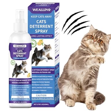 WEALLIN Cat Deterrent Spray, 6.76 FL Oz Natural Cat Repellent Spray Indoor & Outdoor, Anti-Scratch Training Aid for Furniture, Sofas, Rugs, Curtains, Plants - Non-Toxic, Alcohol-Free Formula - Image 1