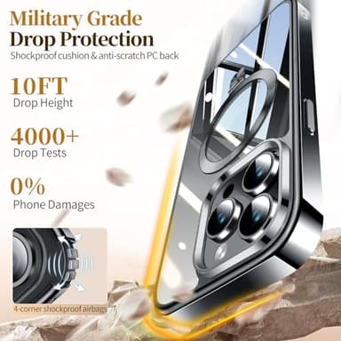 ESTPEAK Titanium Black CD Mag-Stand Case for iPhone 13 Pro Case with Invisible Magnetic Ring, [Fit for MagSafe] [Never Yellowing] Top Clear Phone Case Cover for iPhone 13 Pro 6.1" Men Women - Image 4