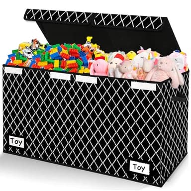 Meerainy Large Toy Storage Box with Lid,Sturdy Toys Storage Chest Bin Organizer for Kids,Boys,Girls,Stuffed Animal Storage for Living Room Area 25"x13" x16" - Image 1