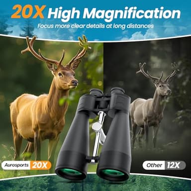 20x80 Binoculars for Adults High Powered - Aurosports 80mm Large Aperture Binocular with Clear Low Light Vision - Long Range Binoculars for Bird Watching Stargazing Hunting Outdoor - Image 2