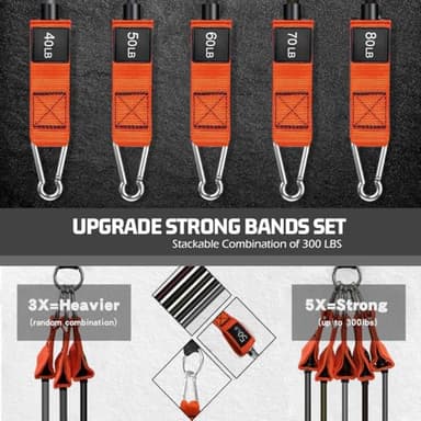 VEICK Resistance Bands, Exercise Bands for Working Out with Handles, Elastic Workout Bands for Men Women, Exercising Bands for Strength Training Equipment at Home Gym - Image 4