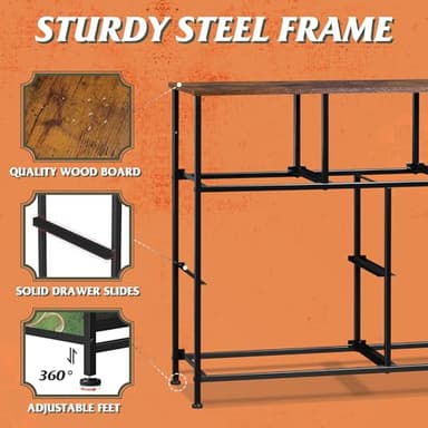 WLIVE 7 Drawer Dresser TV Stand, Entertainment Center, Media Console Table with Metal Frame and Wood Top for TV up to 45 inch, Chest of Drawers for Bedroom, Living Room, Floral Painted - Image 6