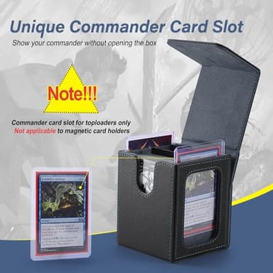 MTG Deck Box, Double Display Window MTG, Commander Deck Box Fits 120+ Single Sleeved Cards, PU Leather Magnetic Closure Card Box with 2 Dividers&2 Toploaders for TCG, CCG, Black/Grey - Image 5