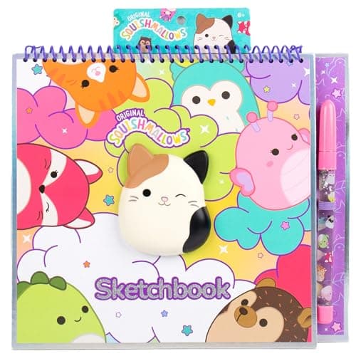 Original Squishmallows Sketchbook, Over 20 Stationery Supplies, Features Squishmallows Scrapbook Stickers, Cam The Cat Fidget Toy, Drawing Paper, Great Kids Craft, Coloring Books for Kids Ages 4-8 - Image 1