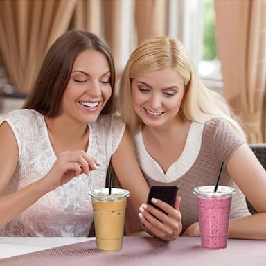 WUHUIXOZ [200 Sets - 12oz Plastic Cups with Lids and Straws, Disposable Cups for Iced Coffee, Smoothie, Milkshake, Cold Drinks - Clear - Image 5