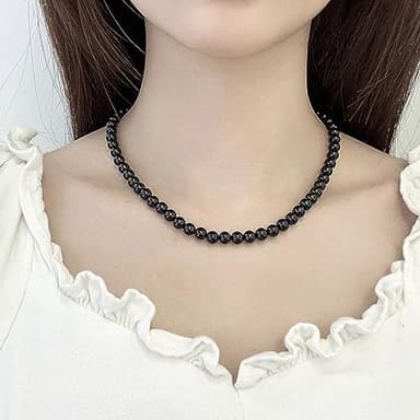 Natural Green Agate Choker Necklace Sterling Silver 6MM Round Beads Strand Necklace for Women - Image 4