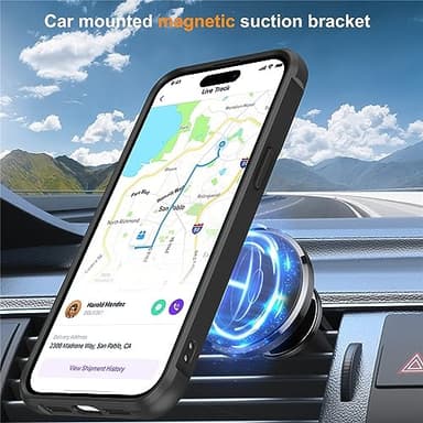 SKYLMW Compatible with iPhone 15 Pro Case with Invisible Magnetic O-Ring Stand Military-Grade Translucent Case for iPhone 15 Pro 6.1" [Compatible with Mag-Safe][Great Grip Feeling], Black - Image 5