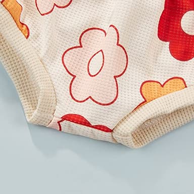 LIOMENGZI Baby Girl Shorts Outfit Flower Print Tank Top Drawstring Bloomer Set Toddler Girl Summer Clothes (Orange, 12-18 Months) - Image 7