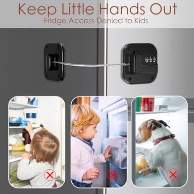 Refrigerator Lock, Combination Lock for Refrigerator Cabinets, Drawers, Heavy Duty Fridge Lock, Easy Install No Keys Needed (Black-2Pack - Image 6