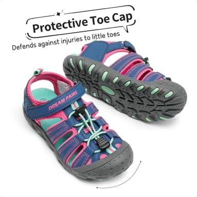 DREAM PAIRS Girls Little Kid 181105K Blue Fuchsia Mint Athletic Outdoor Summer Sandals Size 2 M US Little Kid - Image 4
