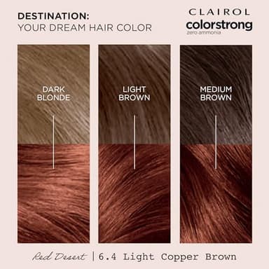Clairol ColorStrong Permanent Zero Ammonia Hair Dye, 6.4 Light Copper Brown - Red Desert Hair Color, Pack of 1 - Image 7
