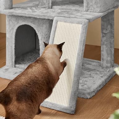 Yaheetech 42in Cat Tree Tower with Scratching Posts, Plush Condo, Ramp & Perch, Multi-Level Climber for Indoor Cats & Kittens, Light Gray - Image 7