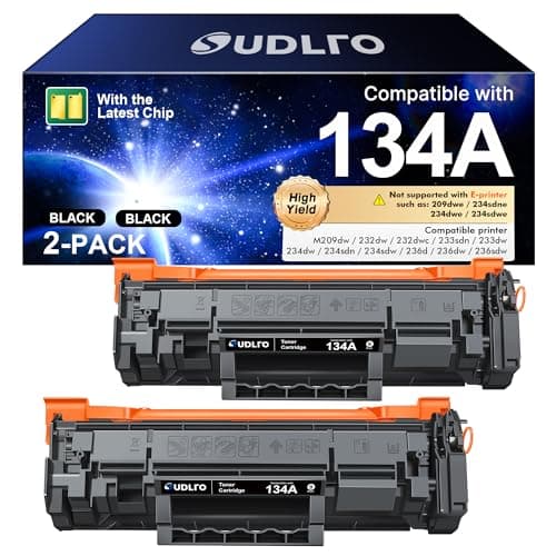 134A Black Toner Cartridge - (with Chip) Compatible Replacement for HP 134 A 134X W1340A W1340X Toner Cartridges Work with Laserjet M209dw MFP M234dw M234sdw M234sdn Series Printer (2-Pack) - Image 1