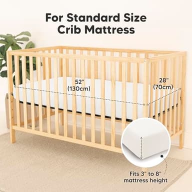 2-Pack Waterproof Baby Crib Sheets for Boys, Girls - 52x28 Viscose Derived from Bamboo Toddler Bed Sheet Neutral, Fitted Crib Mattress Protector Cover for Baby Bedding, Soft & Gentle (Soft White) - Image 2