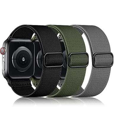 DaQin 3 Pack Stretchy Solo Loop Compatible with Apple Watch Bands for Men 49mm 46mm 45mm 44mm 42mm, Soft Nylon Braided Elastic Strap for iWatch Band Series 11 10 9 8 7 6 5 4 3 SE Ultra 3 Ultra 2 Ultra - Image 1