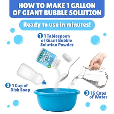 Giant Bubble Solution - Bubble Wands, Bubbles for Kids, Kids Bubbles Mix Powder Makes 896 OZ (7 Gallons) - The Original Solution Mix | 100% Kid Safe - Image 2