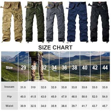 Men's BDU Casual Military Pants, Tactical Wild Army Combat ACU Rip Stop Camo Cargo Work Pants Trousers with 8 Pockets #7533 Black 30 - Image 10