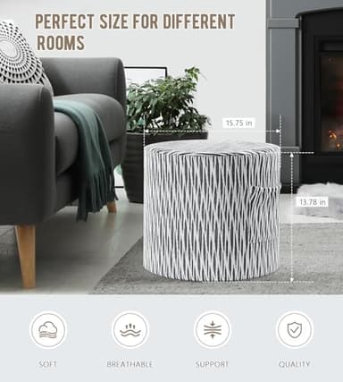 FAIORD Round Stuffed Pouf Ottoman, Footstool Ottoman for footrest, Floor Chair for Living Room Bedroom, Pouf Cushion with All-in-one Foam Filling - Image 5