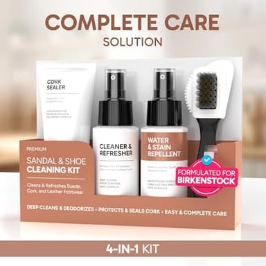4-in-1 Sandal and Shoe Cleaning Kit for Birkenstock – Premium Care Kit Safe for Leather, Suede, Nubuck & Cork - Includes Sealer, Protector Spray, Cleaner & Brush - Image 5