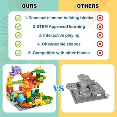 burgkidz Marble Run Building Blocks Dino Toys: STEM Ball Race Track for Boys & Girls with Functional Dinosaur Building Blocks, Marbles Maze Game Toy Set for Kids Ages 3 4-8 - Image 4