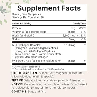 Micro Ingredients Multi Collagen Pills for Women & Men, 240 Capsules | Type I, II, III, V, X - Hydrolyzed Peptides with Biotin, Hyaluronic Acid & Vitamin C | Hair, Skin, Nail & Joint Support* - Image 5