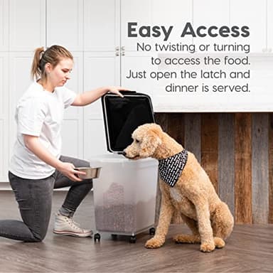 IRIS USA Airtight Dog Food Storage Container, WeatherPro, Up to 50 lbs, Removable Wheels, for Dog Cat Bird and Other Pet Food Storage Bin, Keep Fresh, Translucent Body, Made in USA, Clear/Black - Image 7