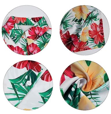 MYHALF Women Hawaiian Shirt Soft Cool Summer Hawaii Shirts Floral Tropic Print V Neck T-Shirt Short Sleeve Button Up Tops - Image 5