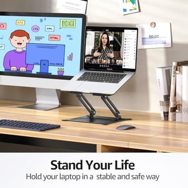 Urmust Laptop Notebook Stand Holder Adjustable Laptop Stand Portable Computer Riser Compatible with MacBook Air Pro HP Dell XPS Lenovo All Laptops 10-15.6"(Black) - Image 2