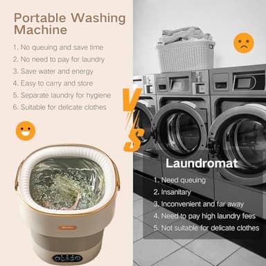 LGLRTD Portable Washing Machine, 15L Small Foldable Washer with 3 Cleaning Modes for Baby Clothes, Underwear, Small Items, Mini Collapsible Laundry for Travel Apartment Home Dorm Hotel Camping (White) - Image 7