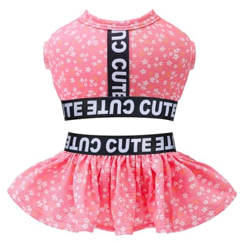 CuteBone Two Piece Dog Sports Dress Athleisure Puppy Skirt Lightweight Small Dogs Girl Clothes Cat Apparel SPS11M - Image 1