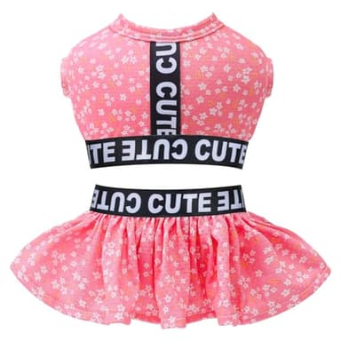 CuteBone Two Piece Dog Sports Dress Athleisure Puppy Skirt Lightweight Small Dogs Girl Clothes Cat Apparel SPS11M - Image 1