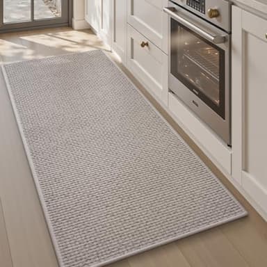 AMOAMI Kitchen Mats for Floor, Kitchen Rugs Non Slip Machine Washable, Kitchen Runner Rugs Non Skid Super Absorbent Dirt Resist in Front of Sink Standing Mat, 20"x32" Light Grey - Image 1