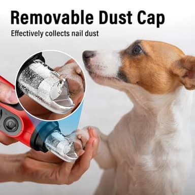 Casfuy Smart 6-Speed Dog Nail Grinder - 50% More Power Pet Nail Grinder with 2 LED Lights Quiet Rechargeable Electric Dog Nail Trimmers File Toenail Grinder for Large Medium Small Dogs & Cats (Red) - Image 6