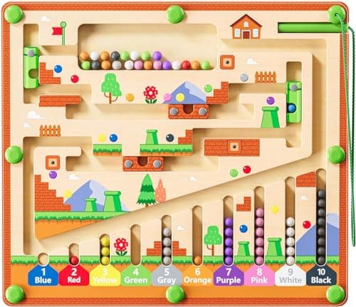 zhiwuzhu Montessori Toys,Magnetic Color and Number Maze,Wooden Toys for Ages 2-4,Toddler Fine Motor Skills Toys for Boys Girls - Image 1