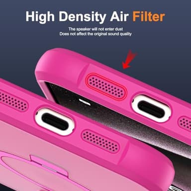 SKYLMW Compatible with iPhone 15 Pro Max Case with Invisible Magnetic O-Ring Stand Military-Grade Translucent Case for iPhone 15 ProMax 6.7" [Compatible with Mag-Safe][Great Grip Feeling], Rose - Image 9
