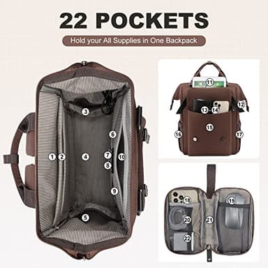 LOVEVOOK Laptop Backpack for Women Work Travel Commuter Backpack Business Computer Bag Teacher Doctor Nurse Bags College Backpack Purse Laptop Bag, 15.6 Inch, Coffee-black - Image 2