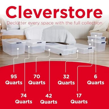Rubbermaid Cleverstore 95 Qt Clear Storage Bins with Lids, 4-Pack, Stackable, BPA-Free, Made in USA - Image 6