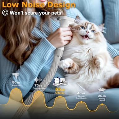 Odatay Dog Grooming Kit, 12,000Pa Strong Pet Grooming Vacuum for Dogs with Clipper Nail Grinder, 2L Dust Cup, 5 Suction Levels Dog Hair Vacuum with 7 Pet Grooming Tools for Shedding and Home Cleaning - Image 5