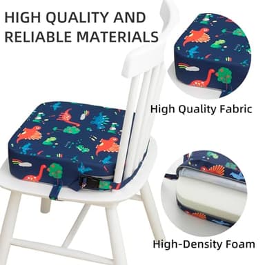 Eiury Toddler Booster Seat for Dining Table, Portable Kids Booster Seat with Safety Buckles Portable Increasing Booster Cushion with Non-Slip Bottom (Blue Dinosaur) - Image 5